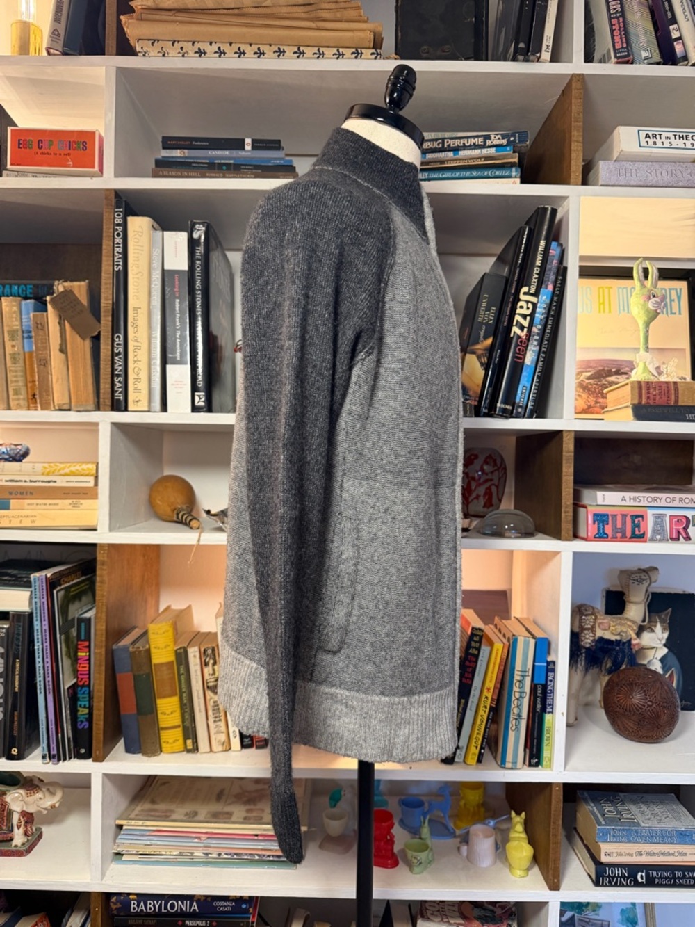 James Perse Two-Tone Gray Full-Zip Sweater Jacket - Picture 2 of 6